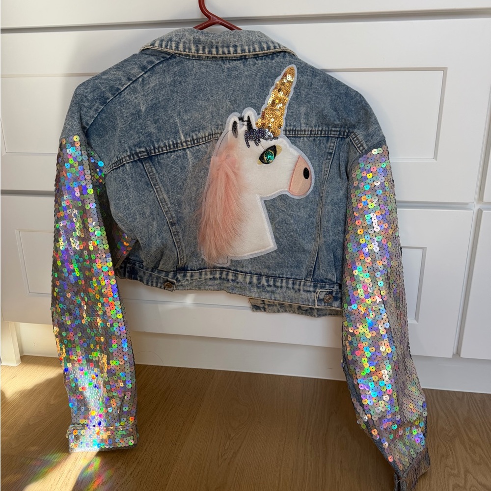 Sequin Sleeve Denim Jacket - Picture 2 of 3